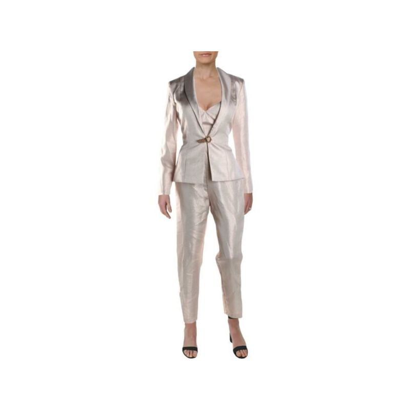 Nwt Ieena For Macduggal Womens Pink Metallic Formal Pants Size: 8
